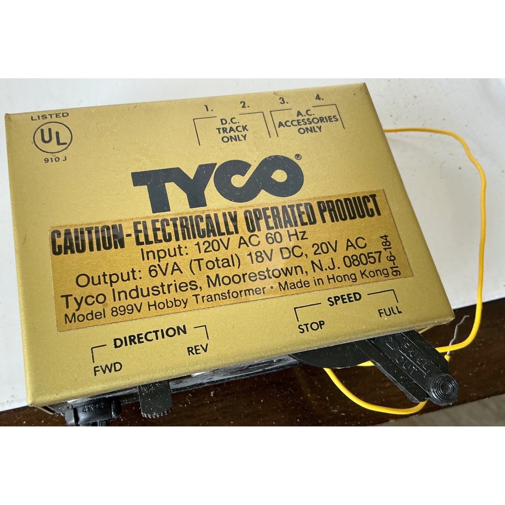 Tyco Vintage HO Electric Power Pack Model 899V Hobby Transformer Gold Boxed